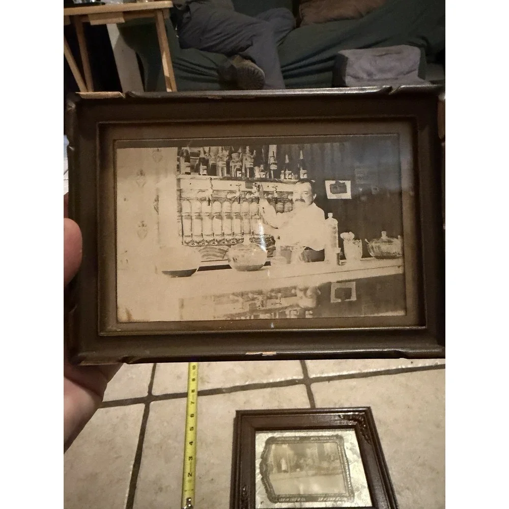 Set Of Two Vintage Picture Frames With Old Western/horse Buggy /bar Pictures